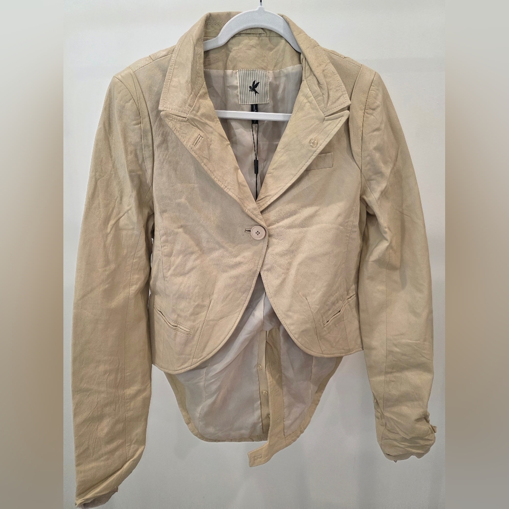 Revolve One Teaspoon Vogue Washed Leather Jacket Vintage Sz 10 AU Y2k Grunge